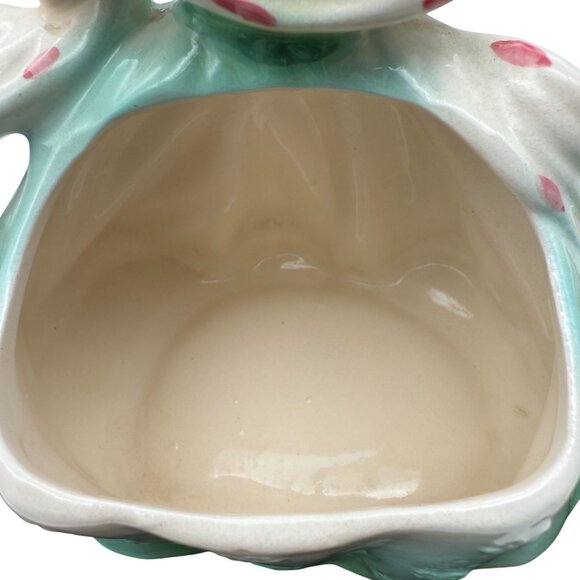 Vtg Rubens Blonde Lady Planter Figurine 583 Green Dress Pink Parasol USA Ceramic - Picture 6 of 11